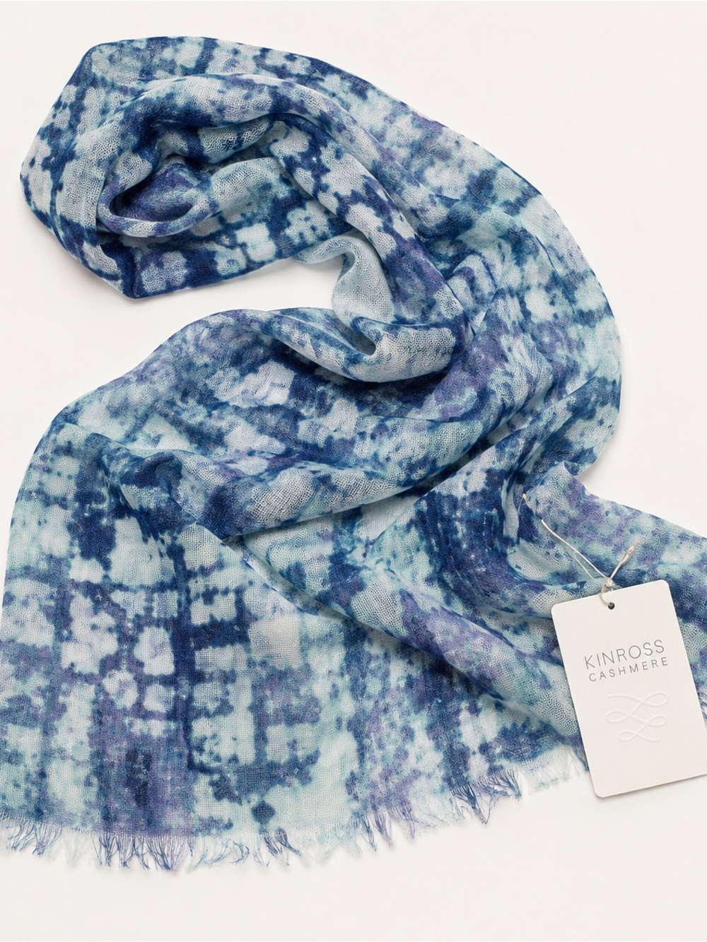 Kinross Cashmere Silk-Blend Scarf – Shadow Multi NWT